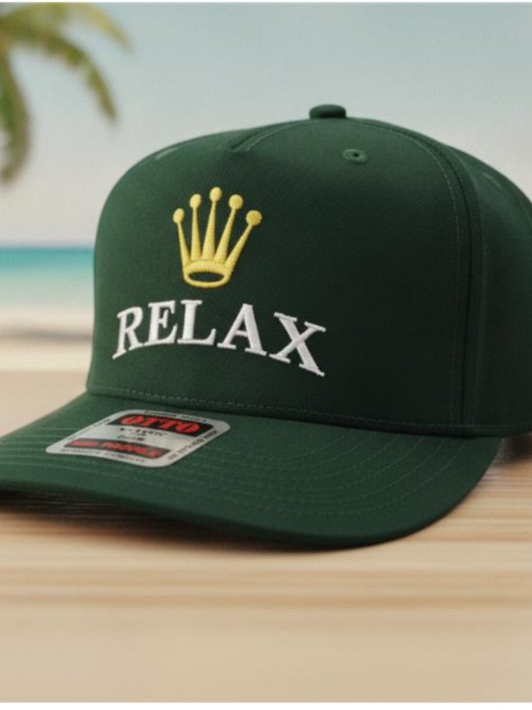 Relax Gold Crown Embroidered Forest Green Otto Snapback Hat Cap Luxury New Y2k